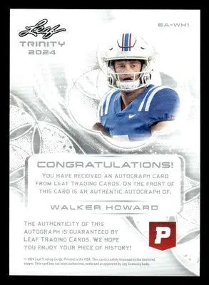 2024 Leaf Trinity - Pristine Auctions #BA-WH1 Walker Howard - Football Card Single