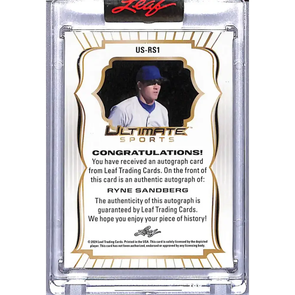 2024 Leaf Ultimate Sports #US-RS1 Ryne Sandberg NM-MT Auto 1/3 Chicago Cubs - Baseball Card Single