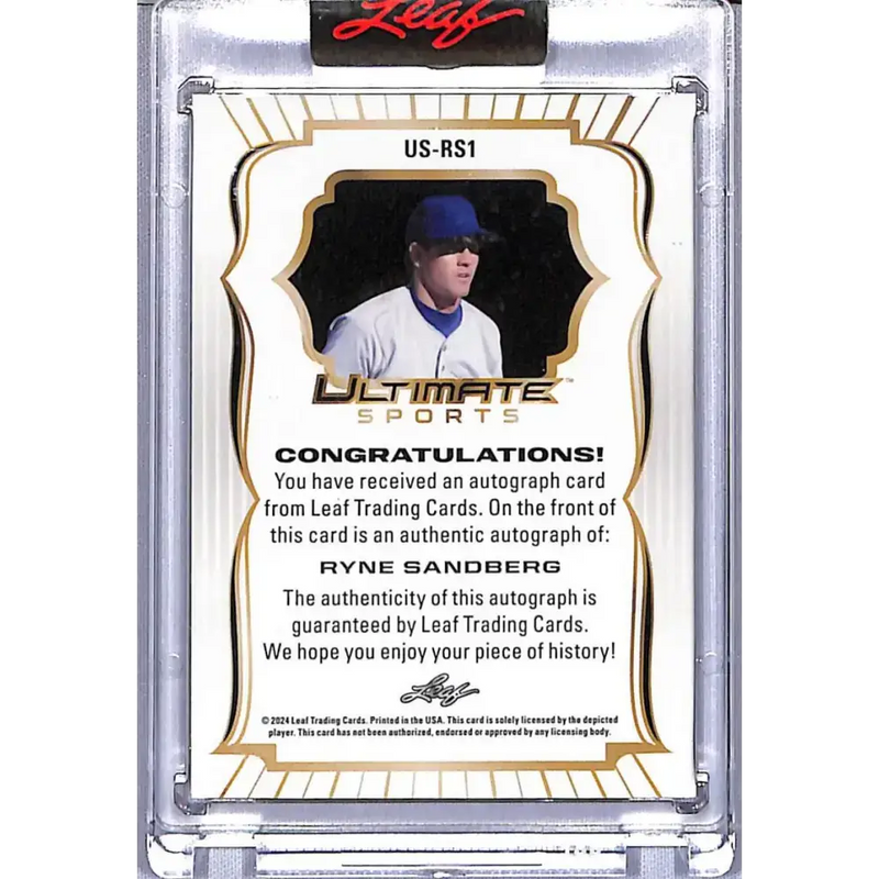 2024 Leaf Ultimate Sports #US-RS1 Ryne Sandberg NM-MT Auto 1/3 Chicago Cubs - Baseball Card Single