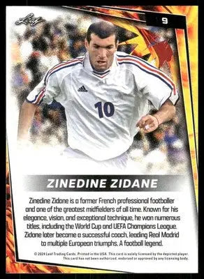2024 Leaf Zinedine Zidane #9 White Soccer - Soccer Card Single