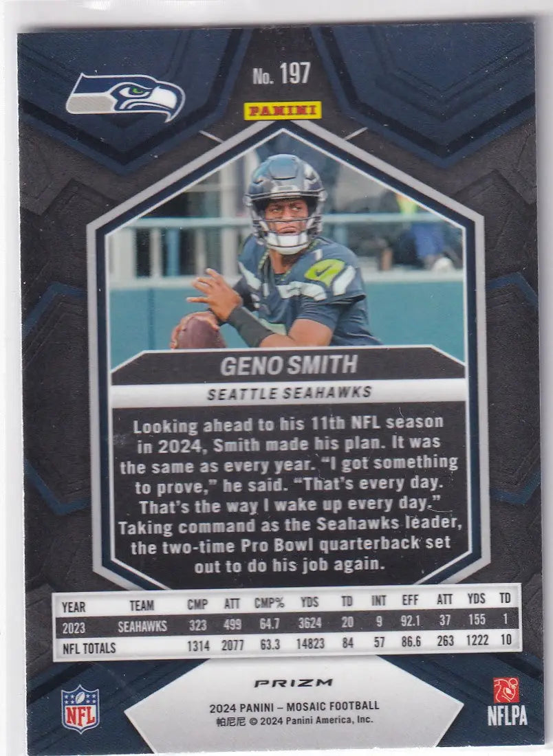 2024 MOSAIC #197 GENO SMITH BLUE REACTIVE- SEATTLE SEAHAWKS