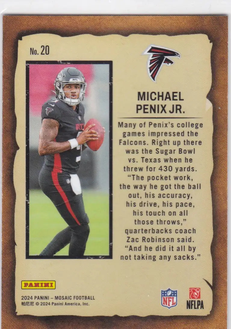 2024 MOSAIC #20 MICHAEL PENIX JR NOTORIETY- ATLANTA FALCONS - Football Card Single