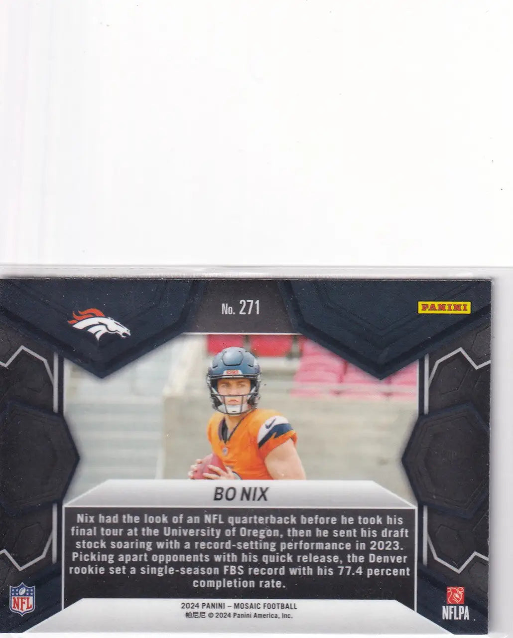 2024 MOSAIC #271 BO NIX NFL DEBUT- DENVER BRONCOS - Football Card Single