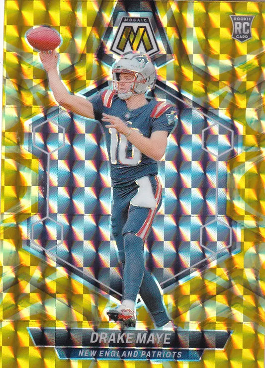2024 MOSAIC #303 DRAKE MAYE YELLOW REACTIVE- NEW ENGLAND PATRIOTS - Football Card Single