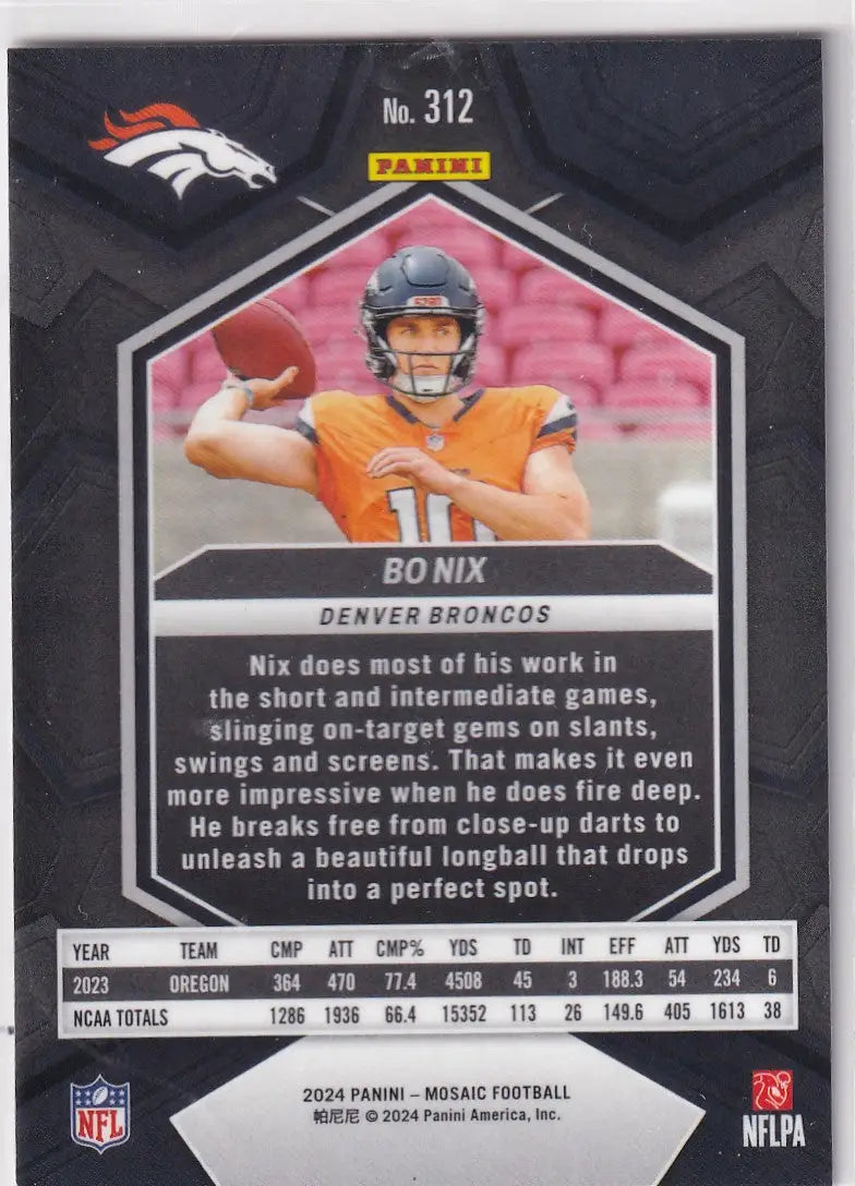 2024 MOSAIC #312 BO NIX- DENVER BRONCOS