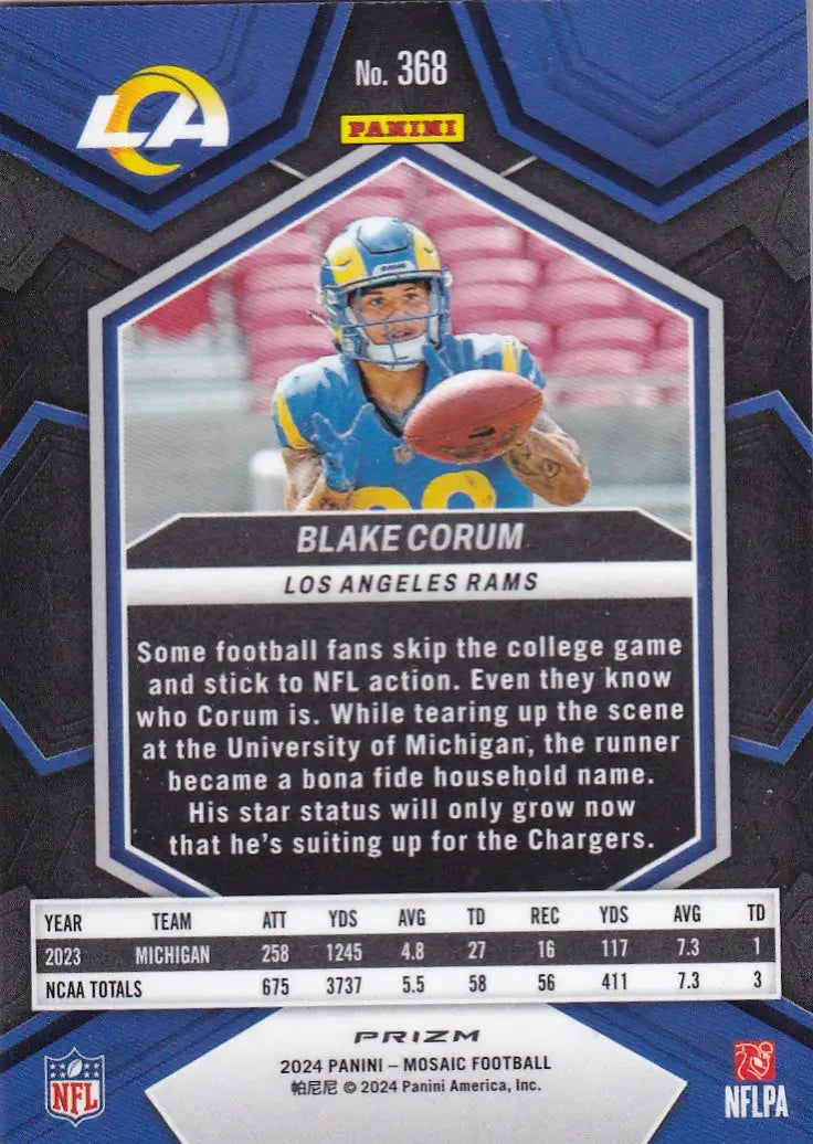 2024 MOSAIC #368 BLAKE CORUM BLUE REACTIVE- LOS ANGELES CHARGERS