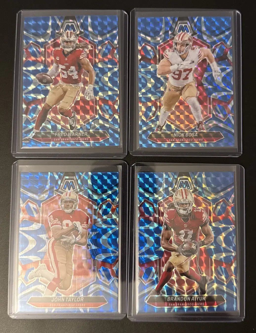 2024 Mosaic 49ers 4 Card Lot Warner Bosa Taylor & Aiyuk Blue Retroactive - Football Card Single