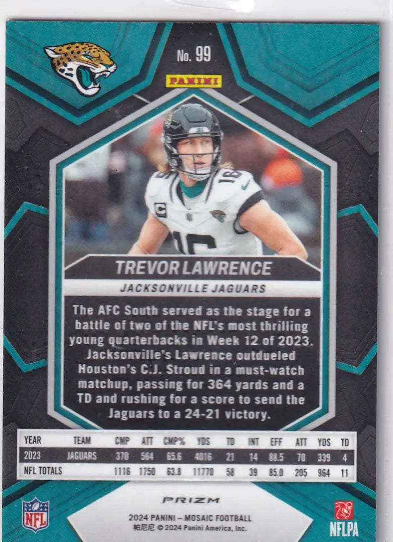 2024 MOSAIC #99 TREVOR LAWRENCE GREEN REACTIVE- JACKSONVILLIE JAGUARS