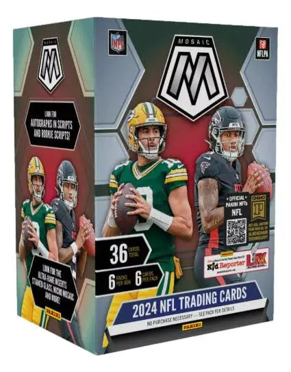 2024 Mosaic Football Blaster Box with NFL trading cards featuring football players and branding