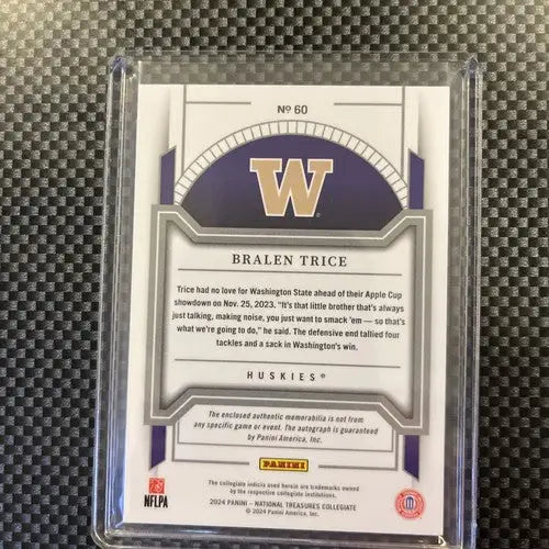 2024 National Treasures Collegiate Bralen Trice PATCH /99 Auto - Football Card Single