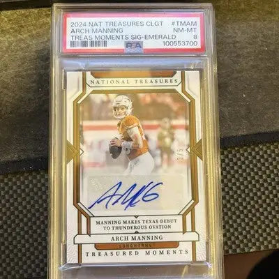 2024 National Treasures Collegiate Football Arch Manning Auto /5 PSA 8 - Football Card Single