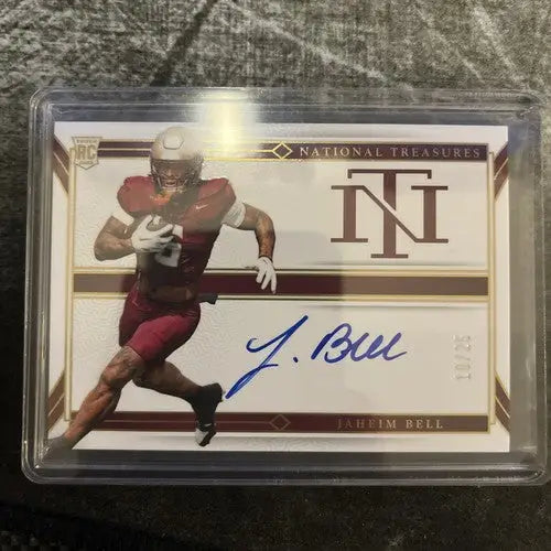 2024 National Treasures Collegiate Rookie Signatures Jaheim Bell 10/25 auto - Football Card Single