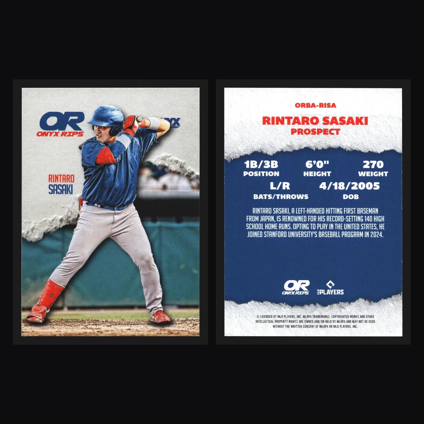2024 Onyx Rips #ORBA-RISA Rintaro Sasaki Stanford - Baseball Card Single