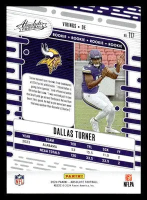 2024 Panini Absolute #117 Dallas Turner Retail - Football Card Single
