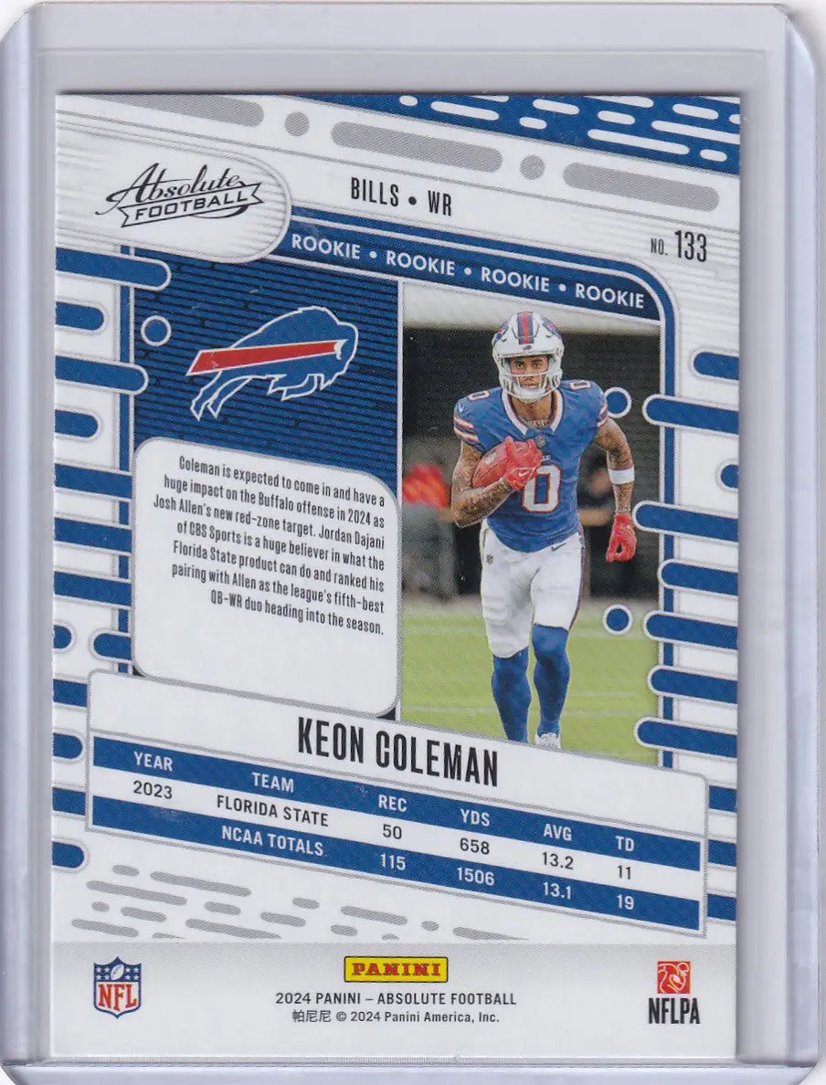 2024 Panini Absolute #133 Keon Coleman - Buffalo Bills - Football Card Single