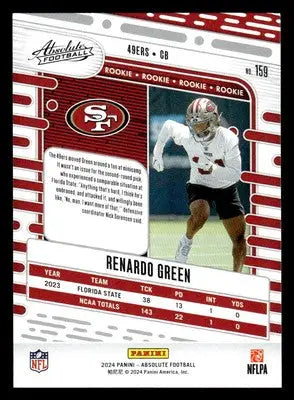 2024 Panini Absolute #159 Renardo Green Retail - Football Card Single