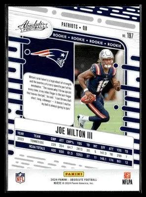 2024 Panini Absolute #197 Joe Milton III Retail - Football Card Single