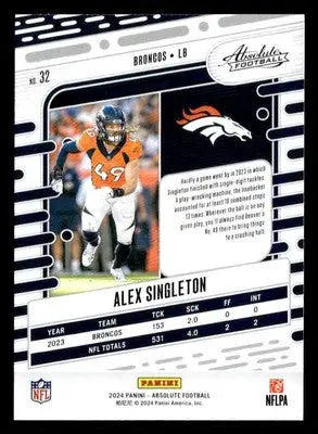 2024 Panini Absolute #32 Alex Singleton Retail - Football Card Single
