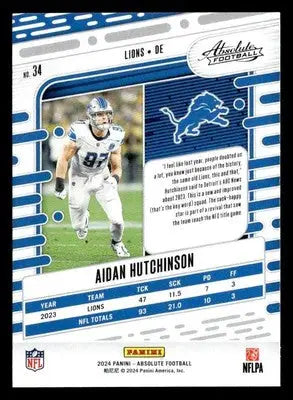 2024 Panini Absolute #34 Aidan Hutchinson Retail - Football Card Single