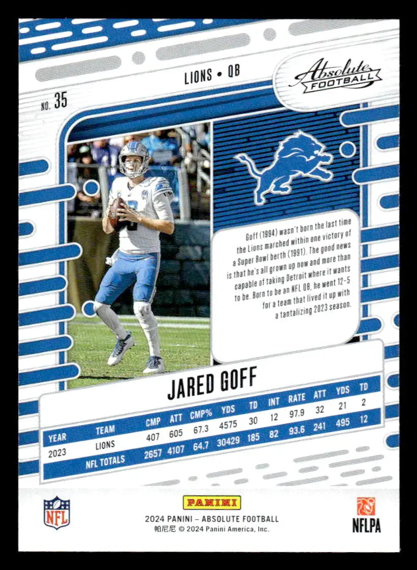 2024 Panini Absolute #35 Jared Goff Red and Blue - Football Card Single