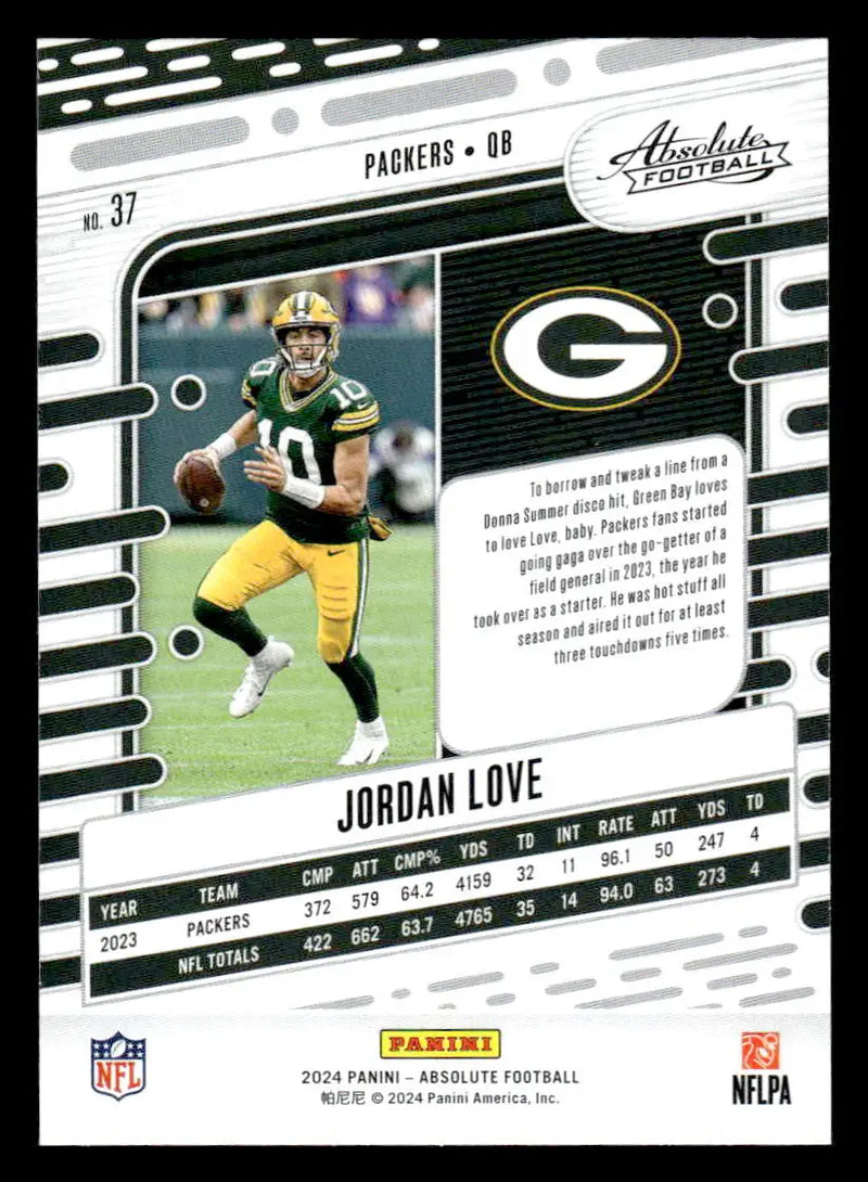 2024 Panini Absolute #37 Jordan Love Red and Blue - Football Card Single