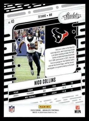 2024 Panini Absolute #43 Nico Collins Retail - Football Card Single