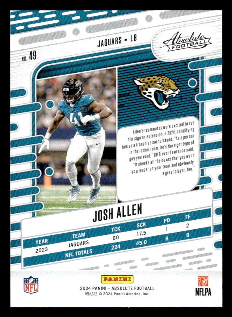 2024 Panini Absolute #49 Josh Hines-Allen Red and Blue - Football Card Single