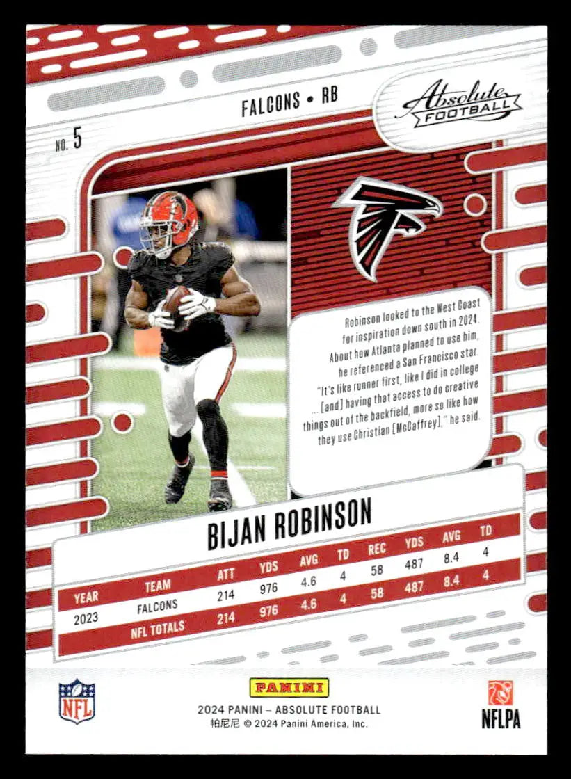 2024 Panini Absolute #5 Bijan Robinson Red and Blue - Football Card Single
