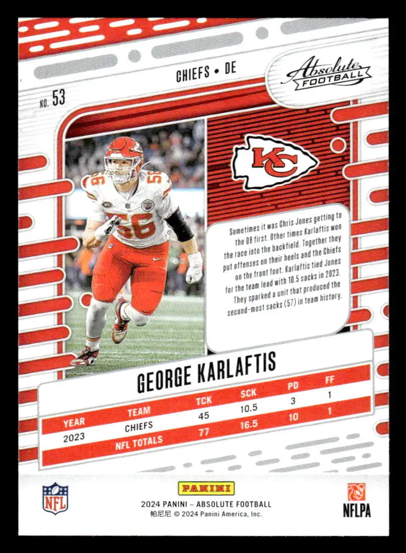 2024 Panini Absolute #53 George Karlaftis Red and Blue - Football Card Single