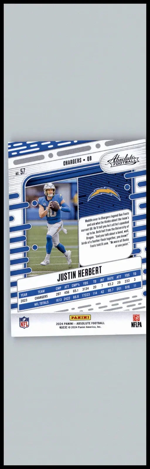 2024 Panini Absolute #57 Justin Herbert - Football Card Single