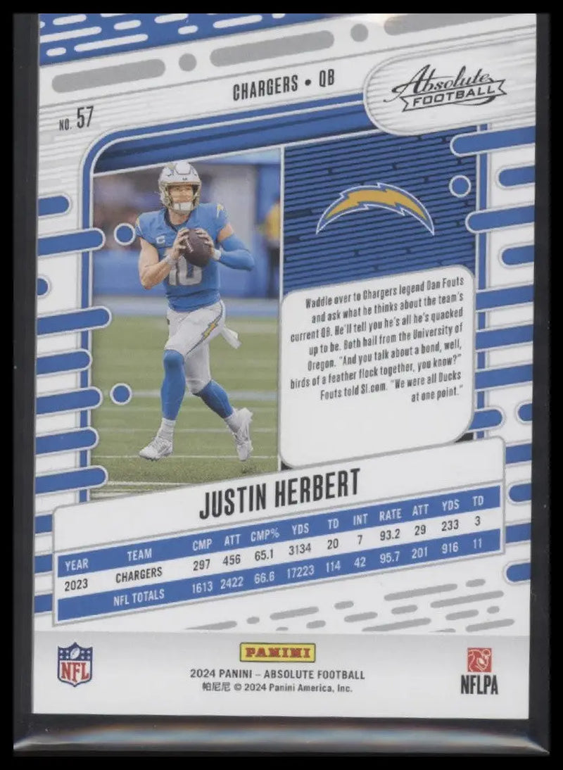 2024 Panini Absolute #57 Justin Herbert Spectrum - Football Card Single