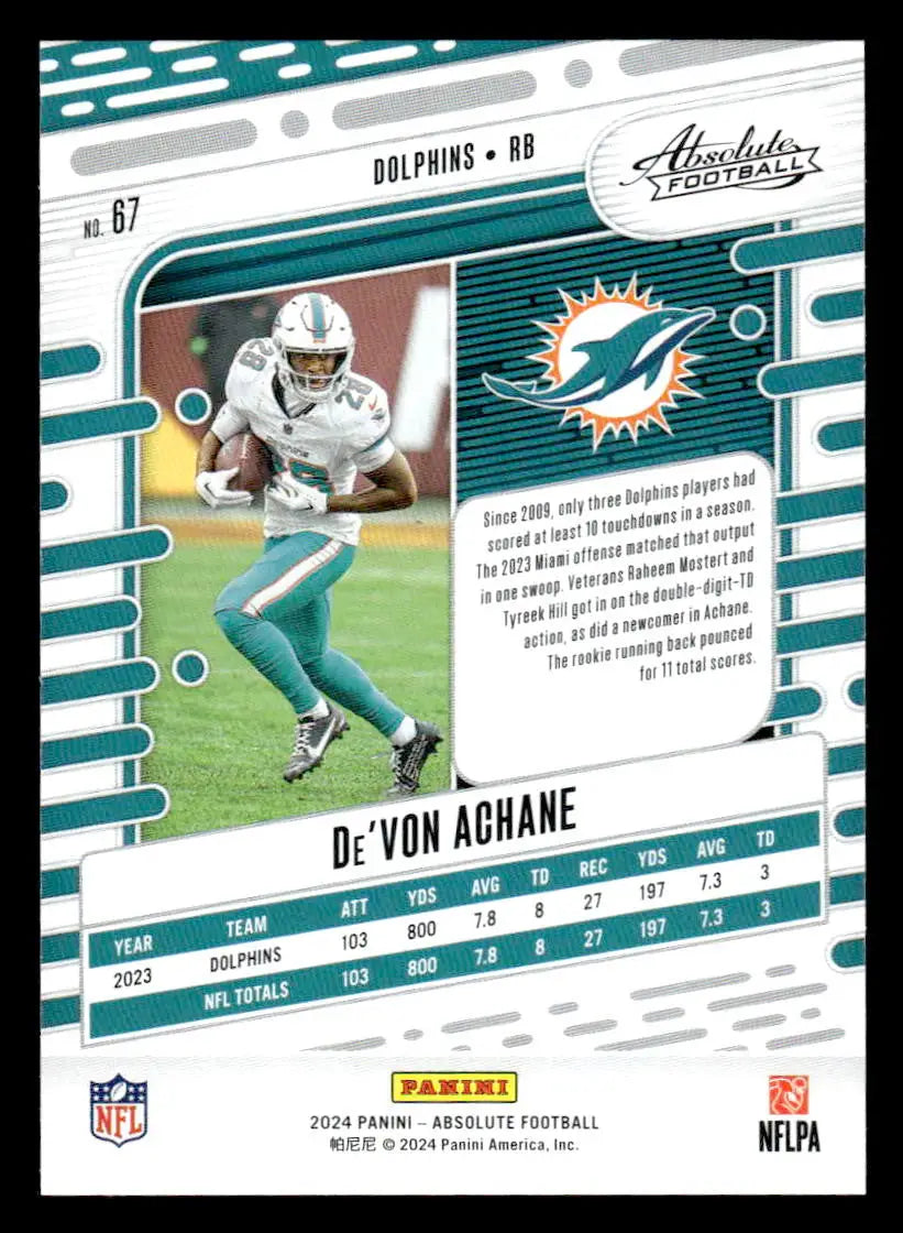 2024 Panini Absolute #67 De’Von Achane Red and Blue - Football Card Single