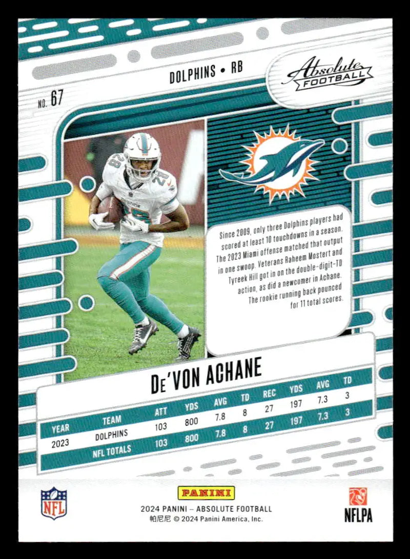 2024 Panini Absolute #67 De’Von Achane Red and Blue - Football Card Single