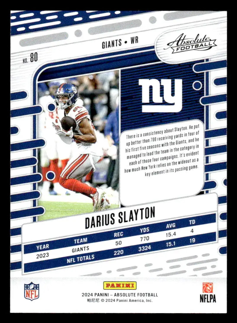 2024 Panini Absolute #80 Darius Slayton Red and Blue - Football Card Single
