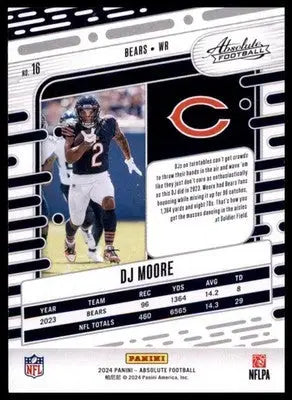 2024 Panini Absolute - Black DJ Moore 16 Chicago Bears - Football Card Single