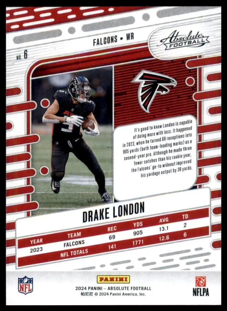2024 Panini Absolute Black Drake London #6 Atlanta Falcons Football Card NFL