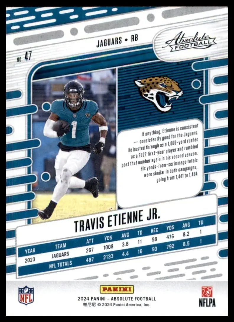 2024 Panini Absolute Black Travis Etienne #47 Jacksonville Jaguars Football Card - Football Card Single