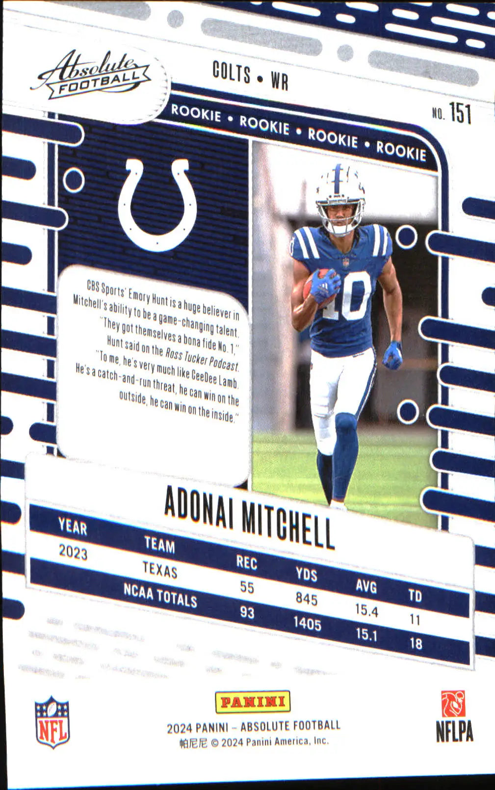 2024 Panini Absolute Blue #151 Adonai Mitchell