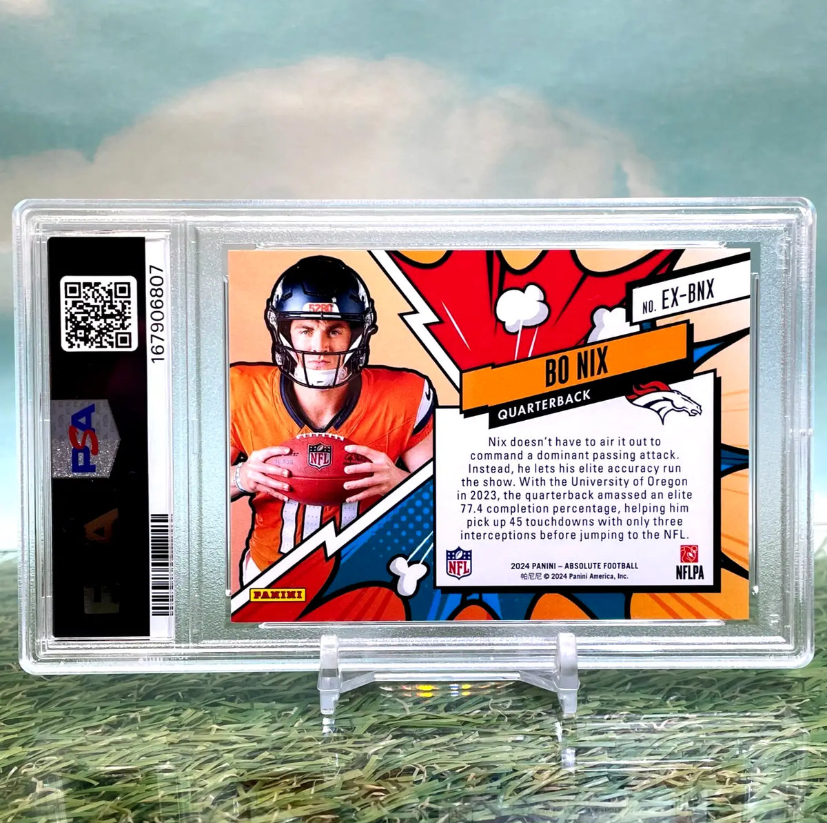 2024 Panini Absolute Explosive Bo Nix Rookie (RC) PSA 10 Case Hit FEDEX INSURED - Football Card Single