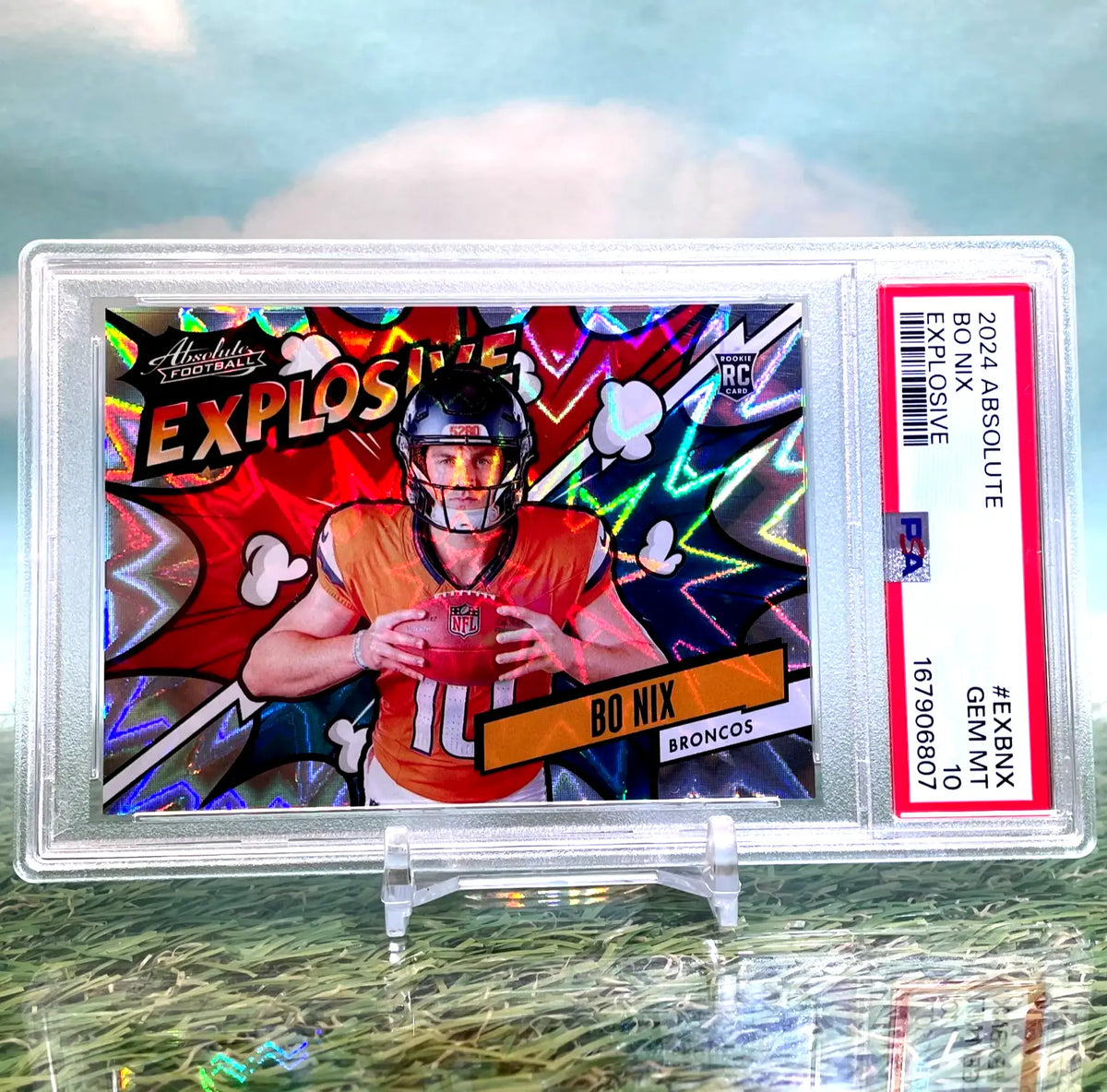 2024 Panini Absolute Explosive Bo Nix Rookie (RC) PSA 10 Case Hit FEDEX INSURED - Football Card Single