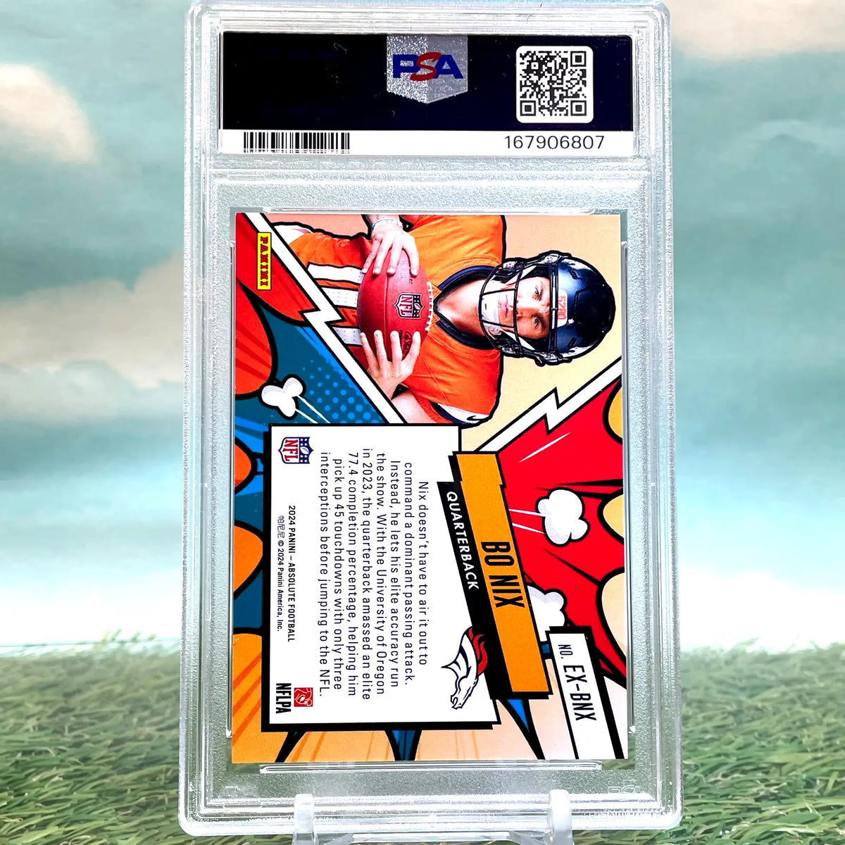 2024 Panini Absolute Explosive Bo Nix Rookie (RC) PSA 10 Case Hit FEDEX INSURED - Football Card Single