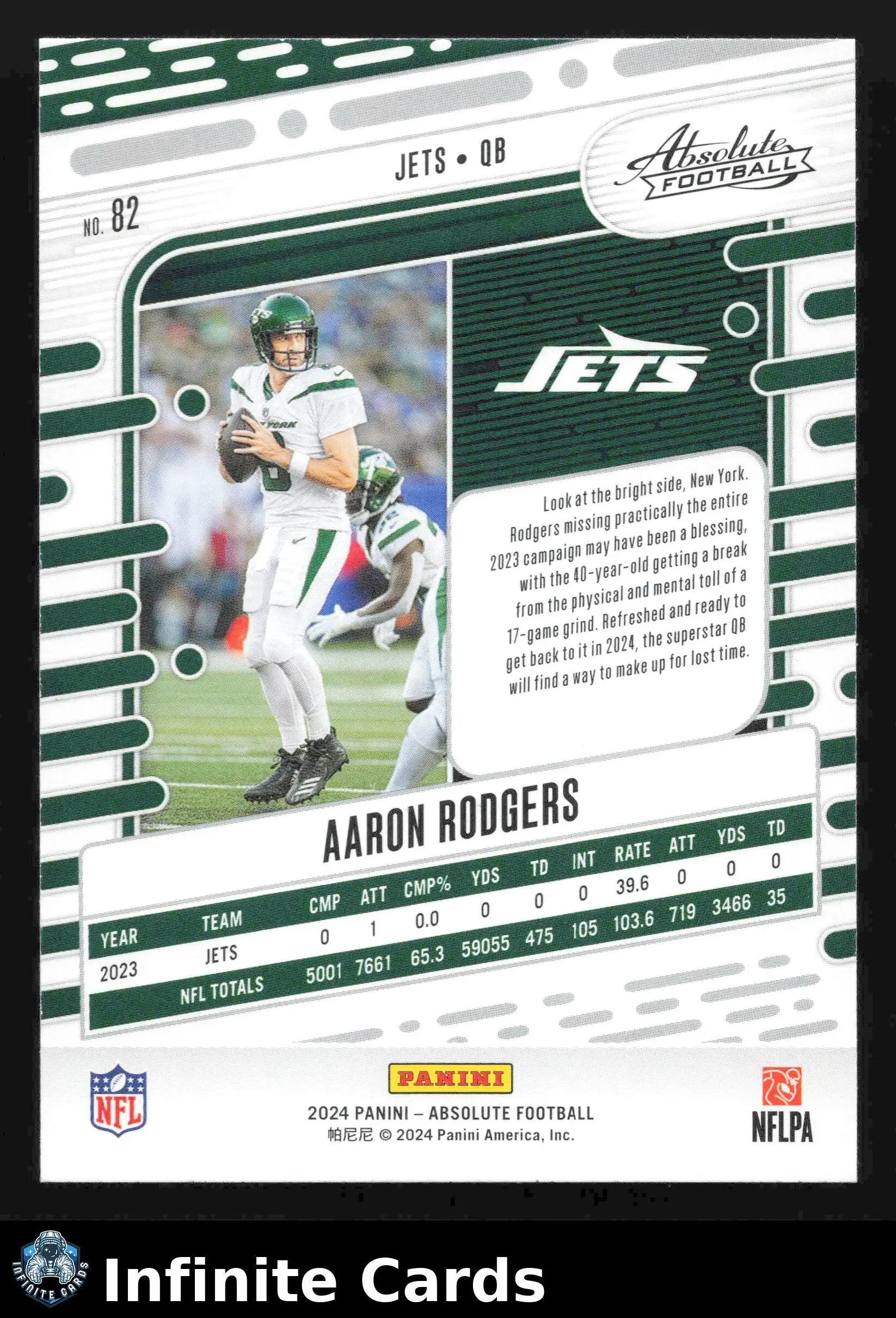 2024 Panini Absolute Football AARON RODGERS #82 New York Jets - Football Card Single