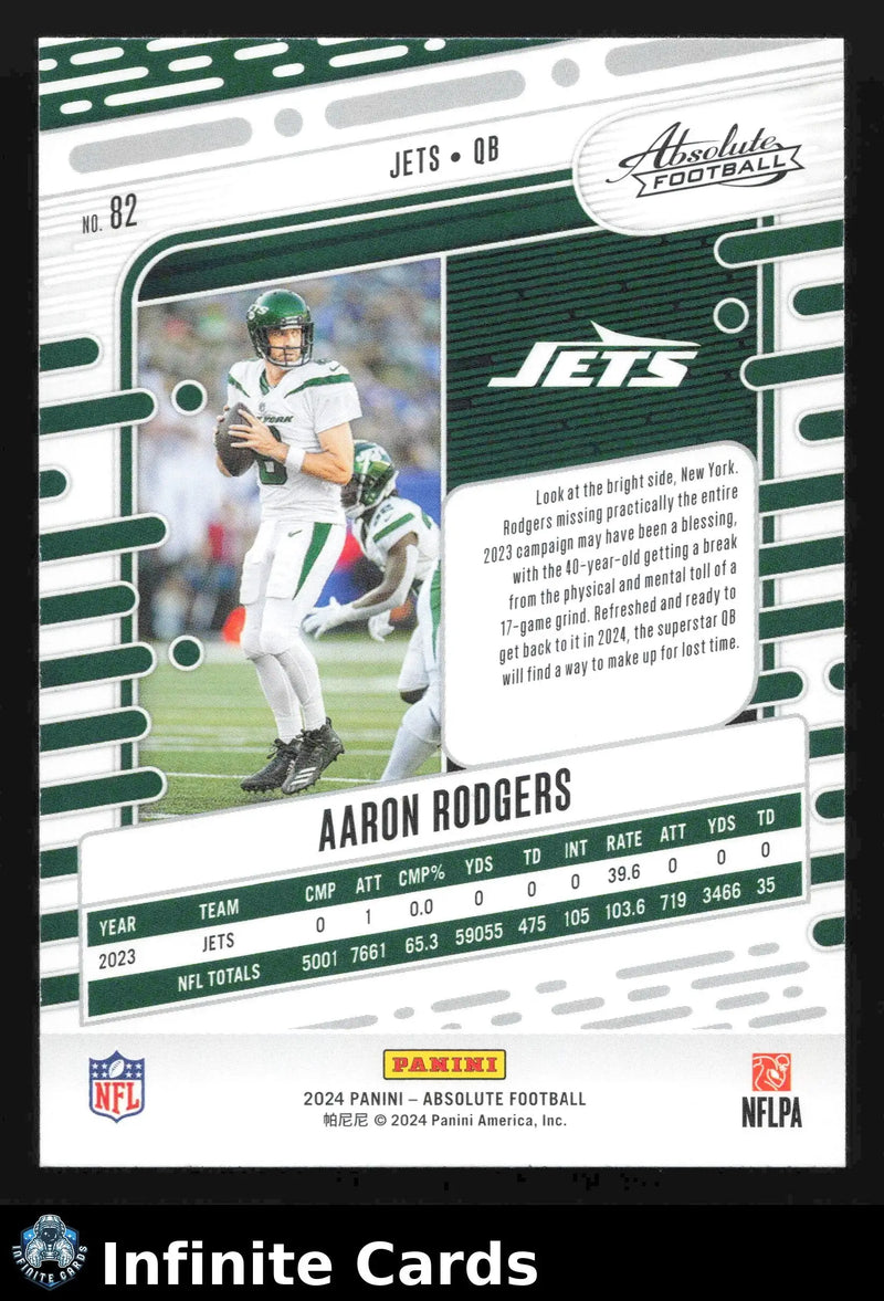 2024 Panini Absolute Football AARON RODGERS #82 New York Jets - Football Card Single