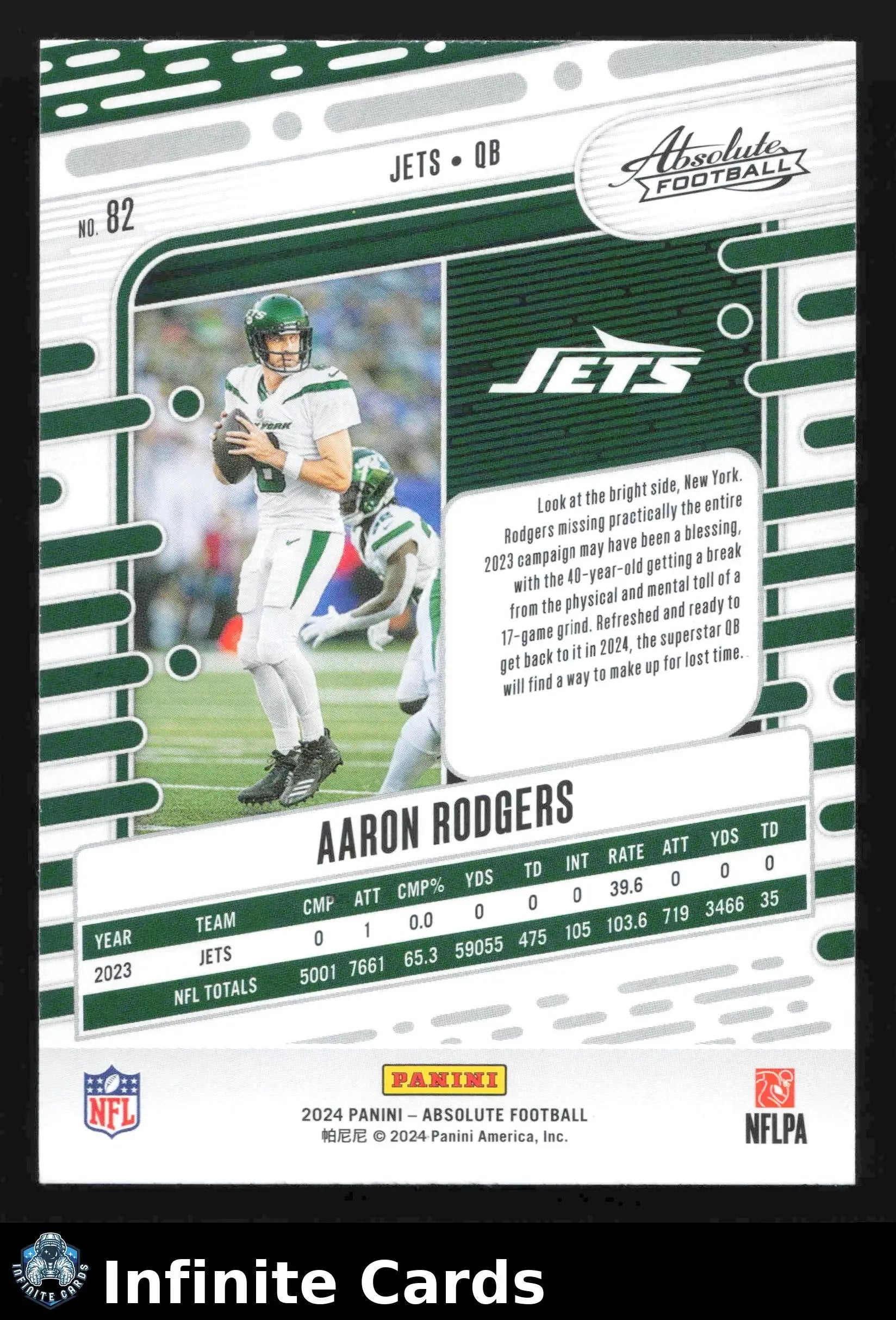 2024 Panini Absolute Football AARON RODGERS #82 Purple Foil New York Jets - Football Card Single