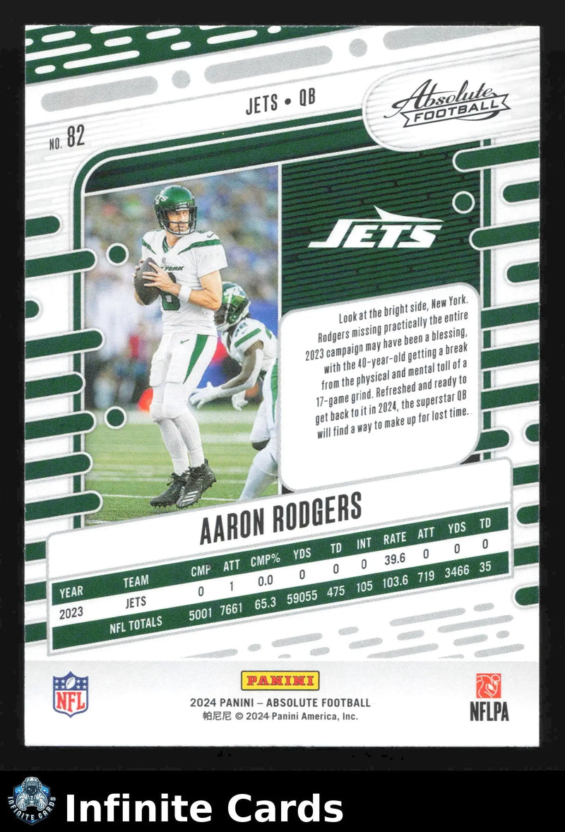 2024 Panini Absolute Football AARON RODGERS #82 Purple Foil New York Jets - Football Card Single