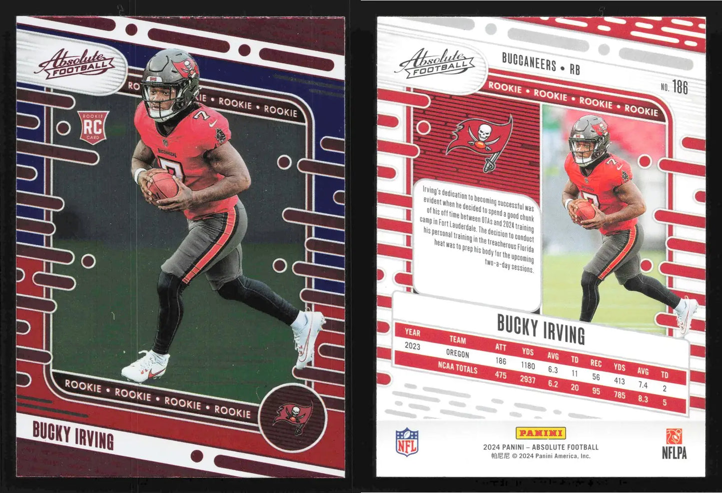 2024 Panini Absolute Football BUCKY IRVING #186 Red Blue Buccaneers RC - Football Card Single