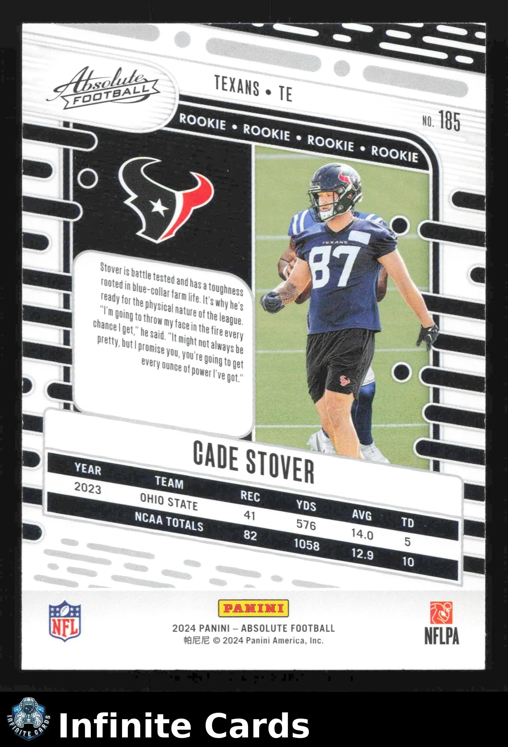 2024 Panini Absolute Football CADE STOVER #185 Red Blue Houston Texans RC - Football Card Single