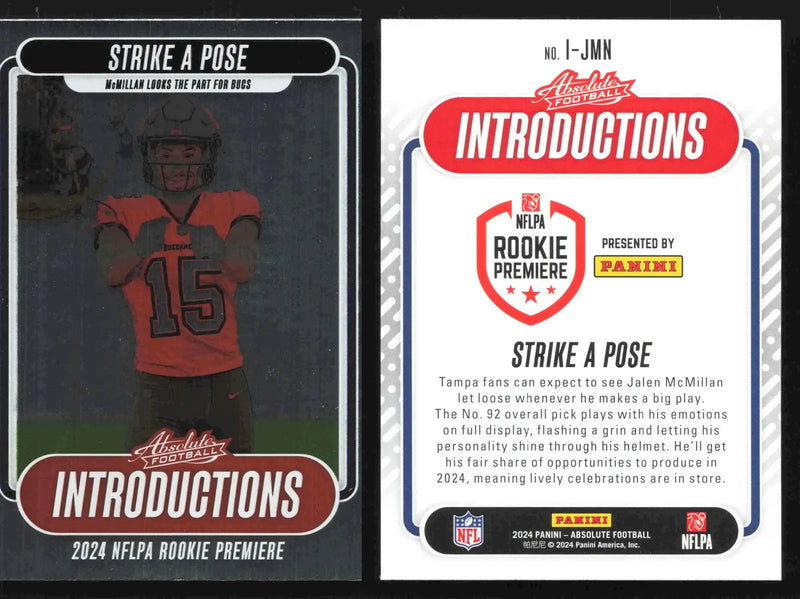 2024 Panini Absolute Football JALEN MCMILLAN #I-JMN Introductions Buccaneers RC - Football Card Single