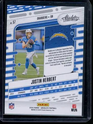2024 Panini Absolute Football Justin Herbert #57 Red White & Blue Kaleidoscope - Football Card Single