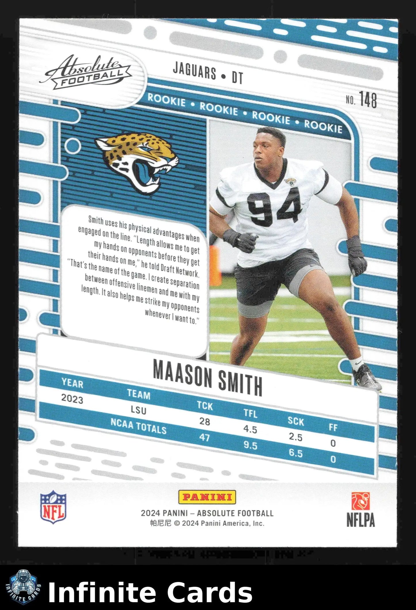 2024 Panini Absolute Football MAASON SMITH #148 Jacksonville Jaguars RC - Football Card Single